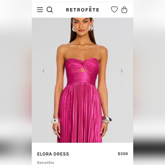 NWOT Retrofete Elora Dress XS Strapless Hot Pink Gown Maxi Dress Wedding Guest - Picture 9 of 13